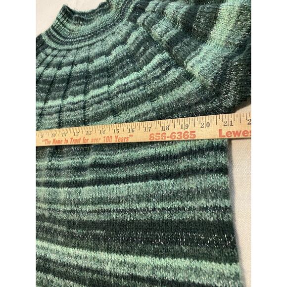 Knox Rose Womens Sweater Size 2XL Boho Green Striped Mock Neck Festival Sweater - Picture 8 of 13